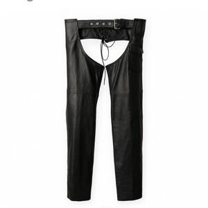 Leather‎ Motorcycle Chaps Adjustable Waist 34" to 38" Riding Protective Gear Zip